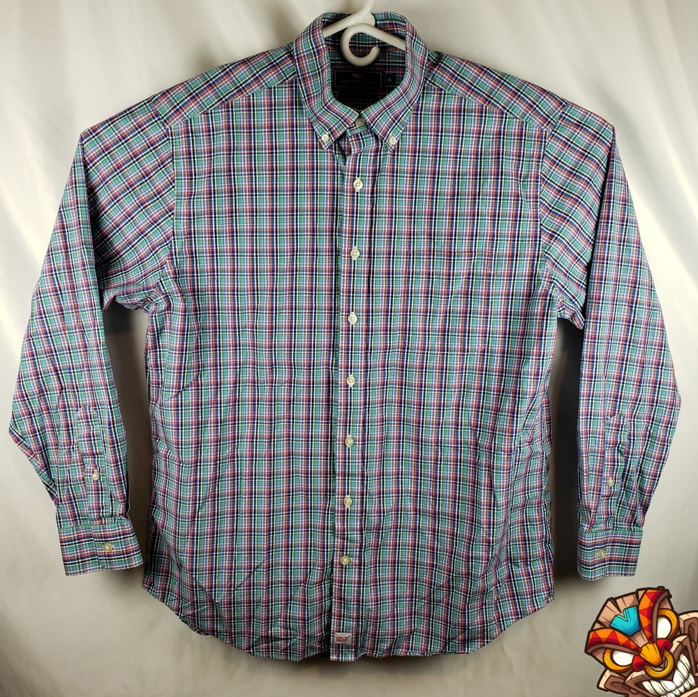 Vineyard Vines Mens XL Slim Fit Murray Shirt Button Down Front Multi Check EUC